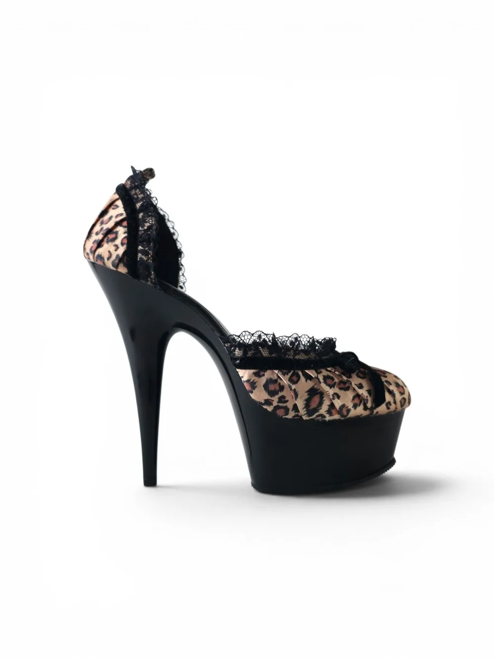 Pleaser Leopard Print Lace Trim Platform Pumps 8